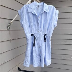 Anthropologie Light Blue Mini Dress with Black Belt never worn